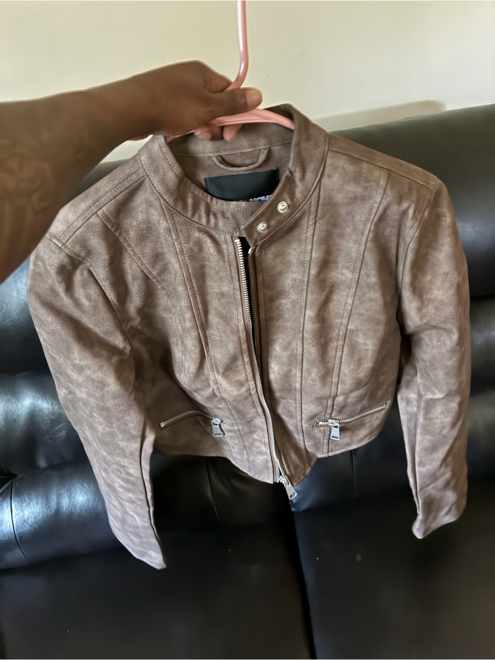 Fashion Nova Brown Suede Moto Jacket